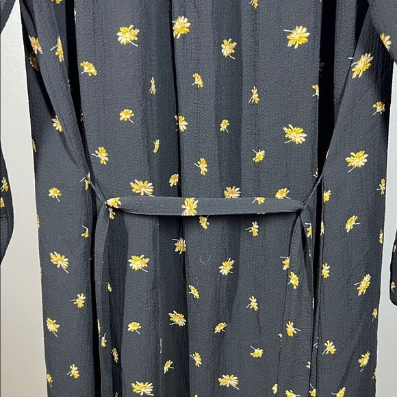 Madewell Black Floral Long Sleeve Dress with Belt - Picture 6 of 8